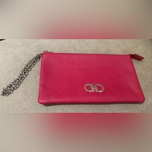 Ferragamo Zip Leather Wristlet Clutch